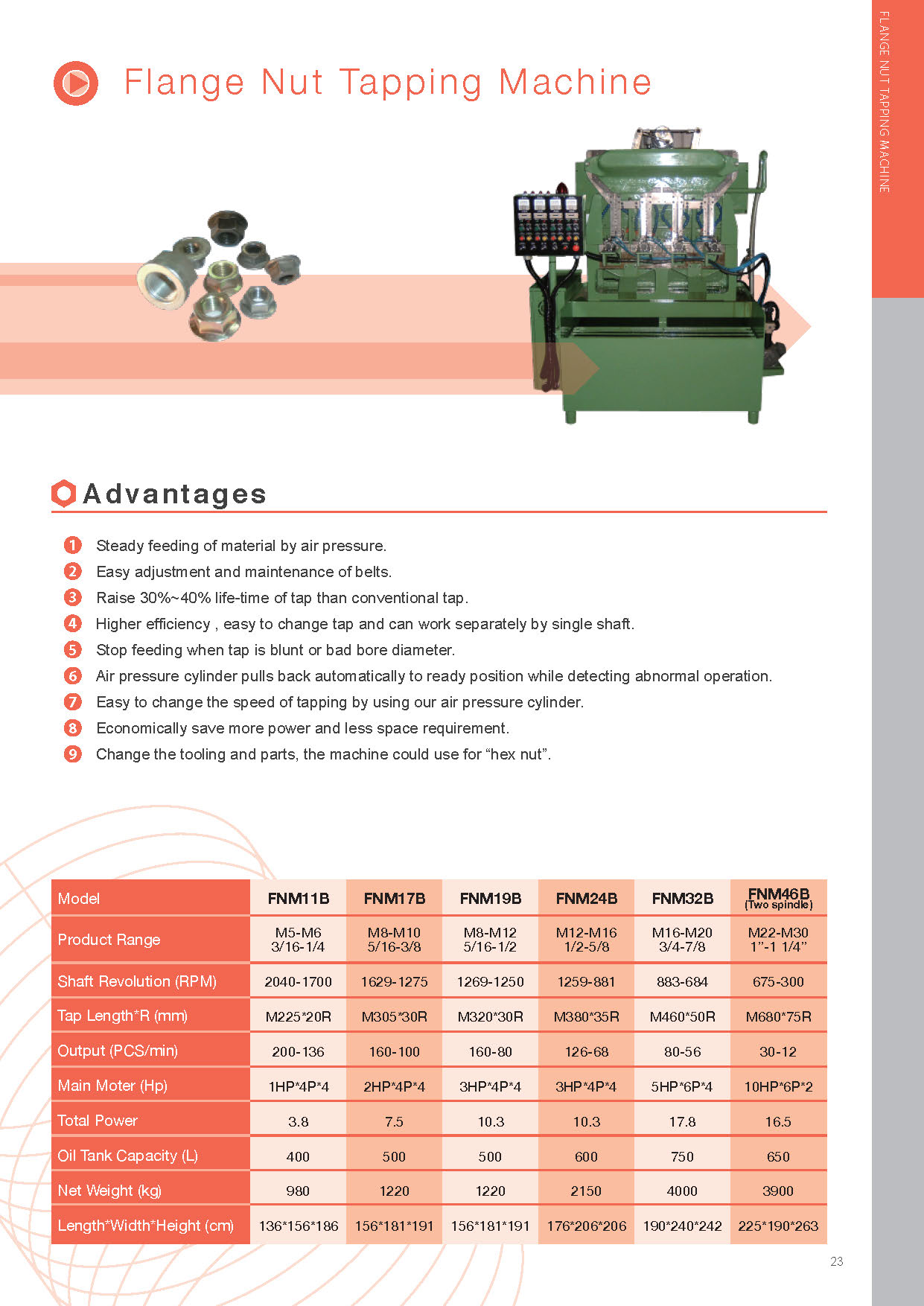 Nut Tapping Machine specification